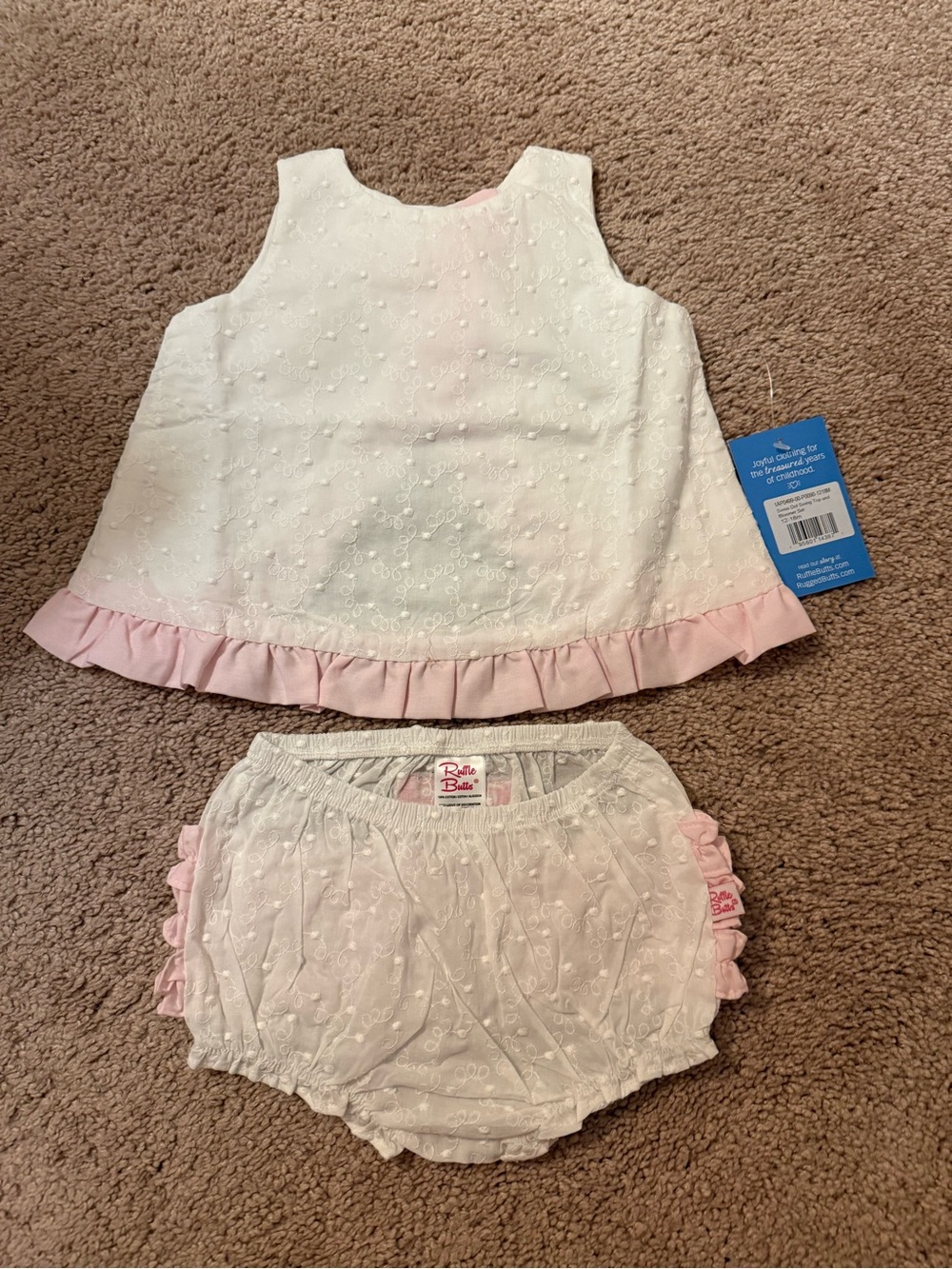 Ruffle Butts White Eyelet Tank & Pink Ruffle Bloomers Set